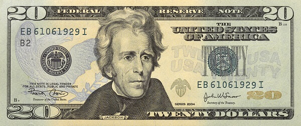 Twenty Dollar Bill with Security Features